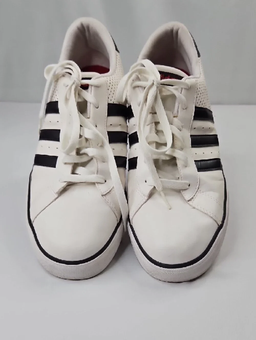 Adidas Men's Neo Label White Sneakers with Black Trim Size 13